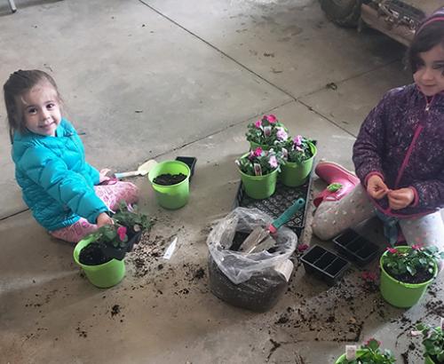 Dupler Grandkids put together baskets for elderly